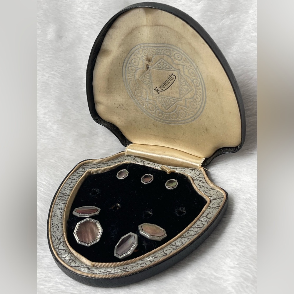 Antique Krementz men’s cufflink and buttons platinum and gold